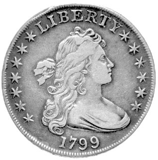 1 dolar 1799, Aw: Głowa, Rw: Orzeł z tarczą, w polu 13 gwiazdek, rzadki