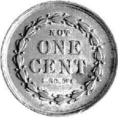 zestaw monet jednocentowych prywatnej emisji z roku 1863, 1/ NOT  ONE CENT L.ROLOFF - 131 BOWERY N.Y. - KNOOPS SEGARS TOBACCO 1863