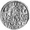 trojak 1586, Ryga, Kurp. 445 R, Gum. 814, popiersie króla z małą głową