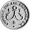 Browary Lwowskie- 1 złoty, Aw: Nominał 1 w wieńcu, Rw: Stylizowany monogram z kotwicą i napis w ot..