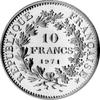 10 franków 1971, próba wybita w złocie, 85,00 g.
