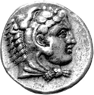 Macedonia- Aleksander III Wielki 336- 323 pne, tetradrachma, mennica Marathos, Aw: Głowa Aleksandra w skórze lwa w prawo, Rw: Zeus siedzący na tronie w lewo z berłem i orłem w ręku
