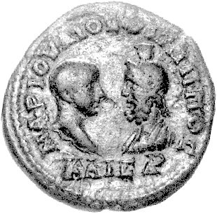 Mesembria- Tracja, AE-26, Aw: Głowy Filipa i Sar