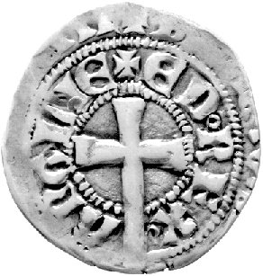Edward III 1337- 1360, blanc, Aw: Długi krzyż i napis w otoku: ED REX ANGLIE, Rw: Korona i napis w otoku: DVX ACITANIE, Poey d' Avant 2888, 2.60 g.