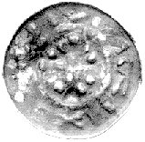 obol krzyżowy- XI w., Aw: Gwiazdka z końcem perełkowym, Rw: Krzyż, puste pola, CNP 674- 676, 0.46 g., rzadki