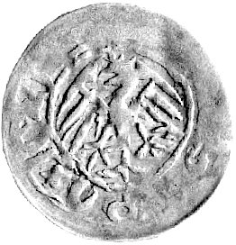 półgrosz, Aw: Korona, Rw: Orzeł, 1.18 g., nieczytelne napisy na awersie i rewersie- fałszerstwo z epoki