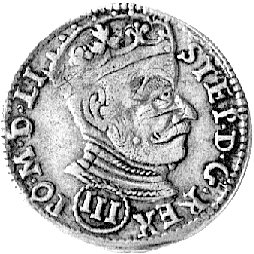 trojak 1580, Wilno, pod popiersiem cyfra III w o