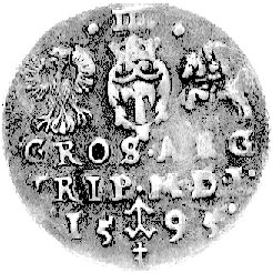 trojak 1595, Wilno, pod herbem Chalecki herb Prus, Kurp. 2138 R2, Gum. 1336.