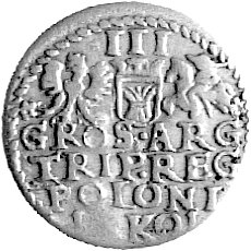 fałszerstwo z epoki trojaka koronnego z datą 1601 naśladujące typ trojaków z mennicy krakowskiej, srebro dobrej próby.