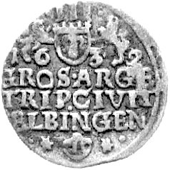trojak 1632, Elbląg, okupacja szwedzka - emisja miejska, Ahlström 21, Bahr. 9317, rzadki.