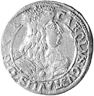 ort 1657, Elbląg, okupacja szwedzka, popiersie króla Karola Gustawa Ahlström 56a, H-Cz. 8313 R5, drobna wada blachy, rzadki.