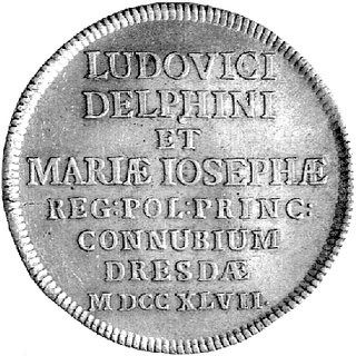 2/3 talara (gulden) 1747, Drezno, H-Cz. 2780 R, Merseb. 1835, moneta była wybita z okazji ślubu księżniczki Marii Józefy z Ludwikiem delfinem francuskim.