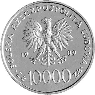 10.000 złotych 1989, na rewersie napis PRÓBA, Parchimowicz P-525, wybito 500 sztuk, nikiel.