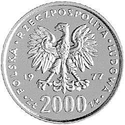 2.000 złotych 1977, Warszawa, Fryderyk Chopin, złoto 8,02 g.