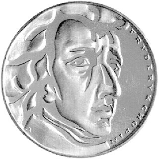 50 złotych 1972, Fryderyk Chopin, bez napisu PRÓBA, Parchimowicz P-325c, nakład nieznany, nikiel 11,57 g., bardzo rzadkie.