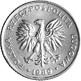 10 złotych 1989, na rewersie napis PRÓBA, Parchimowicz P-288b, nakład nieznany, mosiądz 4,08 g.