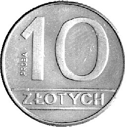 10 złotych 1989, na rewersie napis PRÓBA, Parchi
