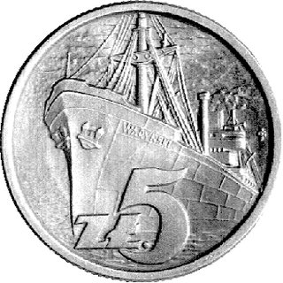 5 złotych 1958, m/s Waryński, bez napisu PRÓBA, Parchimowicz P-227c, wybito 20 sztuk, aluminium 3,17 g., duża rzadkośc.