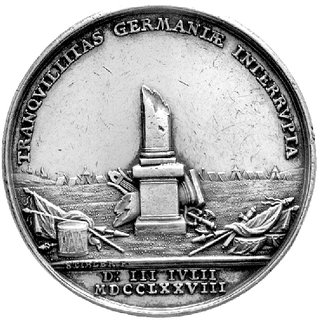 medal z okazji Pokoju Cieszyńskiego 1779 r., Aw: Złamana kolumna