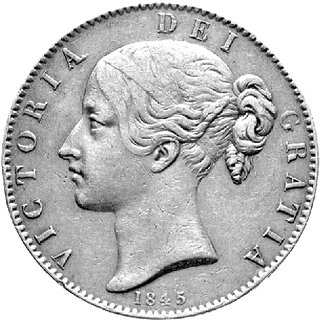 1 korona 1845, Londyn, Seaby 3882.