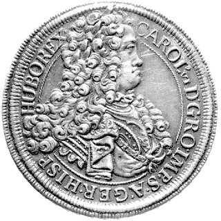 talar 1717, Wiedeń, Aw: Popiersie, w otoku napis, Rw: Orzeł dwugłowy, w otoku napis, Herinek 294, Dav. 1035, patyna.