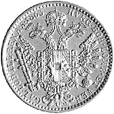 dukat 1864, Wenecja, Fr. 396, złoto 3.45 g., bardzo rzadki.