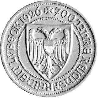 3 marki 1926, Berlin, 700 - lecie Lubeki, J. 323
