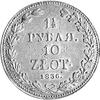 1 1/2 rubla = 10 złotych 1836, Warszawa, Plage 325, drobne uszkodzenia w tle.
