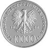 10.000 złotych 1988, X Lat Pontyfikatu, na rewersie napis PRÓBA, Parchimowicz P-523, wybito 500 sz..