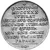 medal na 200-lecie Wyznania Augsburskiego 1730 r., sygn. S.D. (Siegmund Dockler ?), Aw: Dwaj stoją..