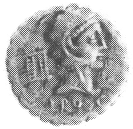 denar, Aw: Głowa Junony w prawo i napis L ROSC, Rw: Kobieta karmiąca węża i napis FABATI, B.M.C. 3394-3510, Craw. 412/1.