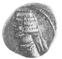 drachma około 70 r. p.n.e., Aw: Popiersie w lewo, Rw: Siedzący łucznik w prawo, Sellwood 36, 17, 3..