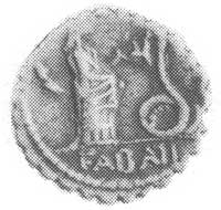 denar, Aw: Głowa Junony w prawo i napis L ROSC, Rw: Kobieta karmiąca węża i napis FABATI, B.M.C. 3..