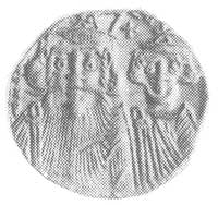solidus, Aw: Portret Konstansa II i Konstantyna IV, resztki legendy, Rw: Długi krzyż na trzech sto..
