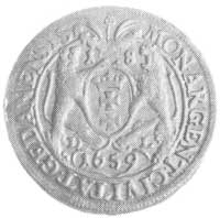 ort 1659, Gdańsk, Aw: Popiersie i napis, Rw: Herb Gdańska i napis, Kop. 215.II.9 -R-, H-Cz. 7650 R
