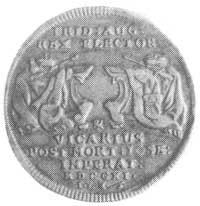1/4 talara wikariackiego 1711, Drezno, Aw: Król na koniu, Rw: Insygnia koronacyjne na stole, Merse..