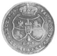 1/8 talara 1734, Drezno, Aw: Popiersie i napis, Rw: Tarcze herbowe i napis, Merseb. 1755, H-Cz.-.