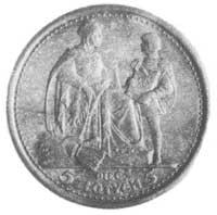 5 złotych 1925, Konstytucja, 100 perełek, mosiądz, Kurp. P. 35.A.
