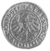 szeląg 1530, Królewiec, Aw: Orzeł i napis, Rw: M
