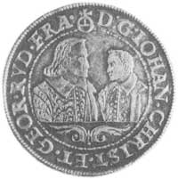 talar 1609, Złoty Stok, Aw: Popiersia dwóch braci i napis, Rw: Tarcza herbowa i napis, FbSg 1436, ..