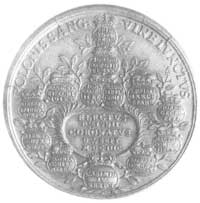 medal koronacyjny Augusta II 1697 (miedź), Aw: Popiersie i napis, sygn. C.W. (Christian Wermuth), ..