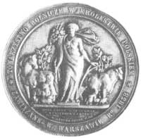medal wystawowy Towarzystwa Rolniczego w Królestwie Polskim 1858 (srebro), Aw: Ceres i zwierzęta, ..
