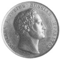 medal brązowy 1829, Aw: Głowa Mikołaja I i napis, sygn G. Loos, Rw: W wieńcu napis (wojny rosyjsko..