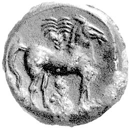 Zeugitana- Kartago, AE-16, koniec IV w. pne, Aw: Głowa Tanit w wieńcu w lewo, Rw: Koń w prawo na tle palmy, Szaivert-Sear 6580, 3.60 g., piękna głęboka patyna