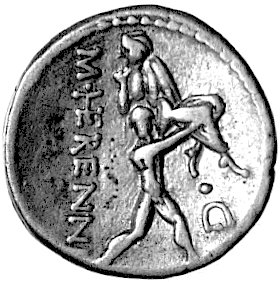 M. Herennius 108-107 pne, denar, Aw: Pietas w pr