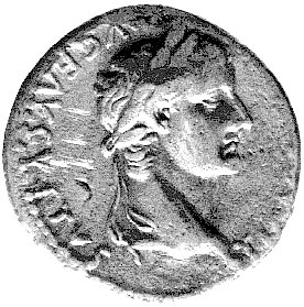 denar, Aw: Głowa cesarza w wieńcu w prawo i napis w otoku: AVG F AVGVSTVS, Rw: Liwia jako Pax siedząca w prawo i napis PONTIF MAXIM, Sear 16a, BMC 48, 3.64 g.