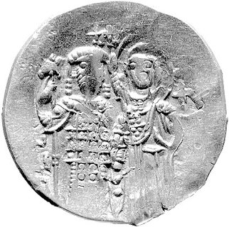 hyperpyron, Aw: Chrystus na tronie, Rw: Cesarz koronowany przez Matkę Boską, Sear 2072, złoto 4.47 g.