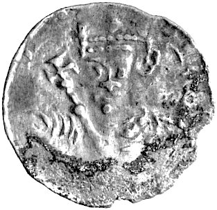 Henryk II 1154- 1189, pens typ \cross and crosslet, Aw: Popiersie króla w płaszczu z berłem na wprost