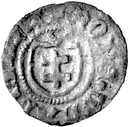 trzeciak, Aw: Krzyż podwójny w tarczy, nad nim litera W, Rw: Orzeł, w otoku napis, Kubiak XIV.81