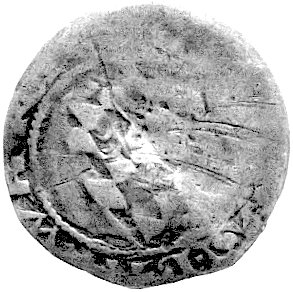 Henryk III 1273-1309, kwartnik, Głogów, Aw: Głowa na wprost, Rw: Tarcza herbowa